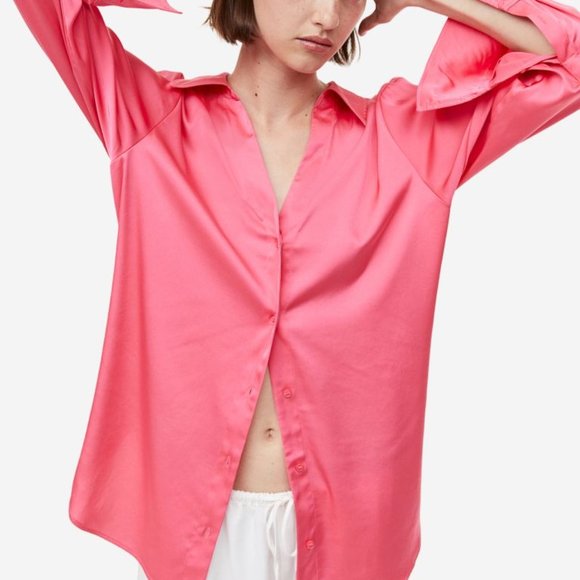 H&M Tops - H&M Pink V-neck Blouse/NWT/M